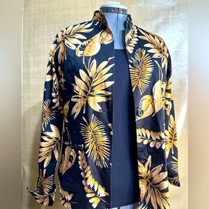 Laura Ashley Jacket mandarin color black and gold excellent condition